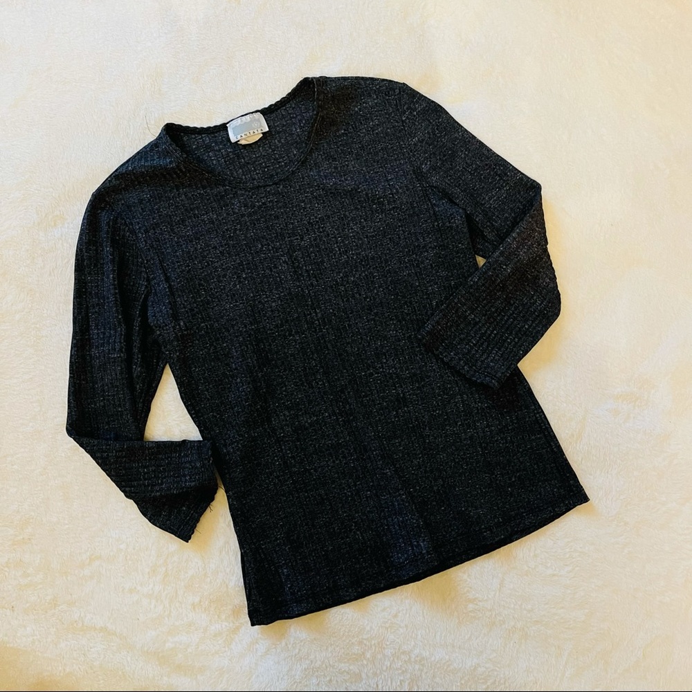 Grey Ribber 3/4 Sleeve Top - Picture 3 of 8